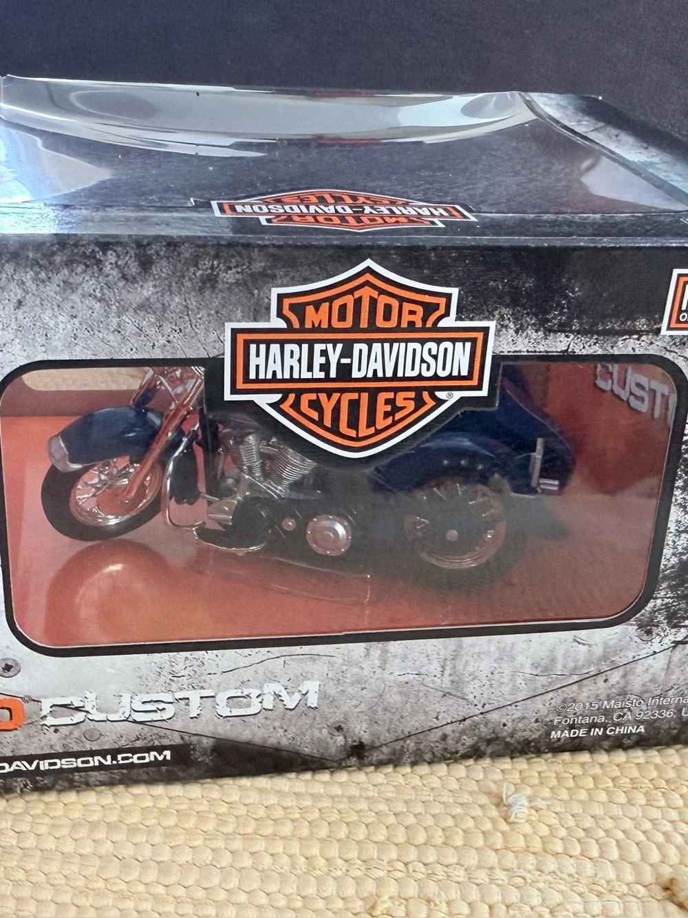 Harley-Davidson Blue and Orange Die-Cast Motorcycle Toy